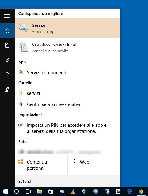 Riavviare servizio Windows Update  - apriamo i Servizi