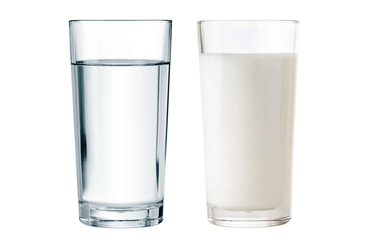 bicchieri acqua latte