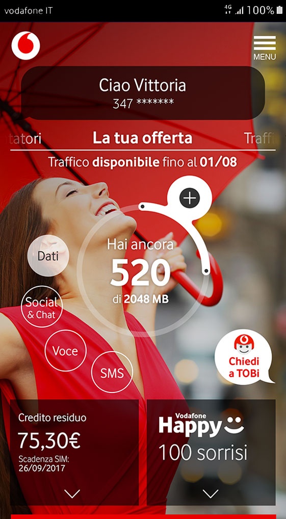 tethering Vodafone via app MyVodafone