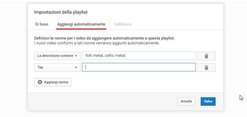Playlist YouTube aggiornamento automatico norme possibili