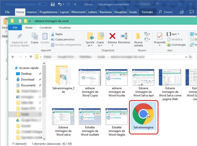 Estrarre immagini da Word Salva Apri
