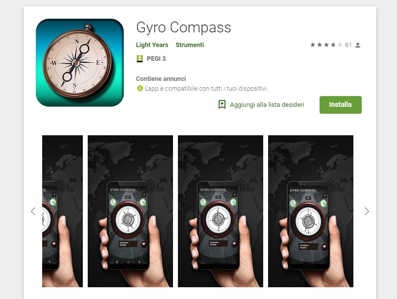 Bussole gratis gyro compass Android
