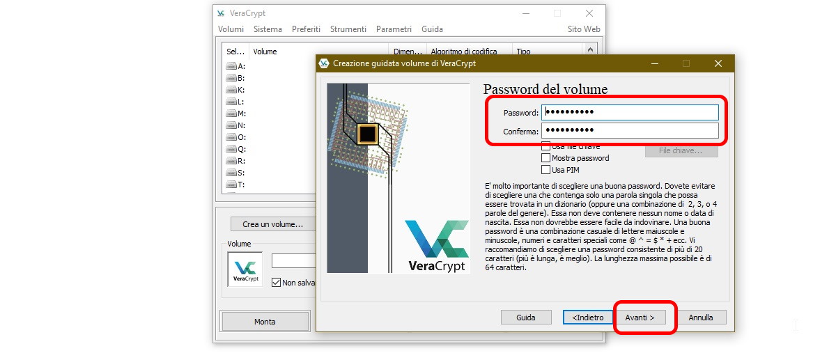 Cartelle nascoste veracrypt password