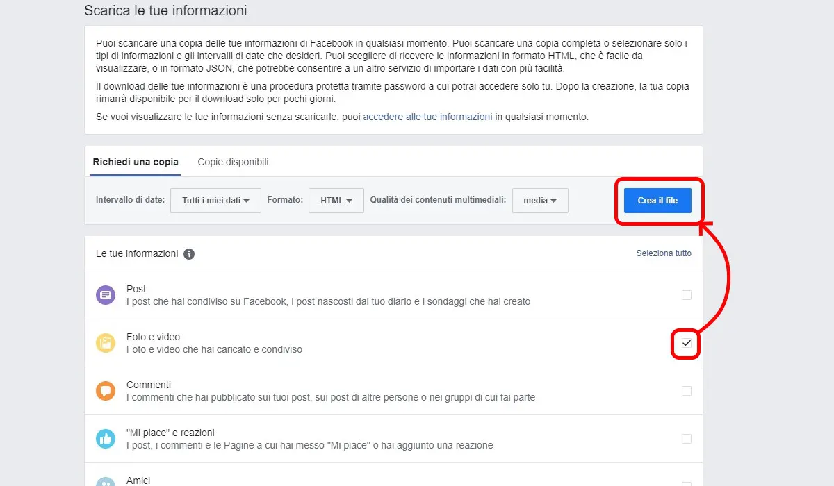Download immagini da Facebook in blocco