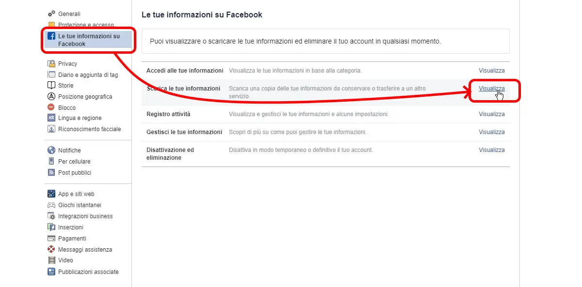 Download immagini da Facebook in blocco impostazioni