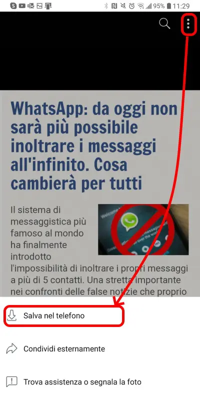 Scaricare immagini da facebook mobile