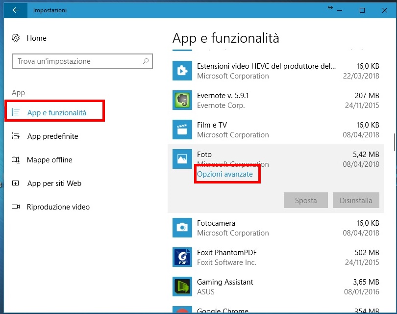 Visualizzatore foto Windows 10 reimposta 2