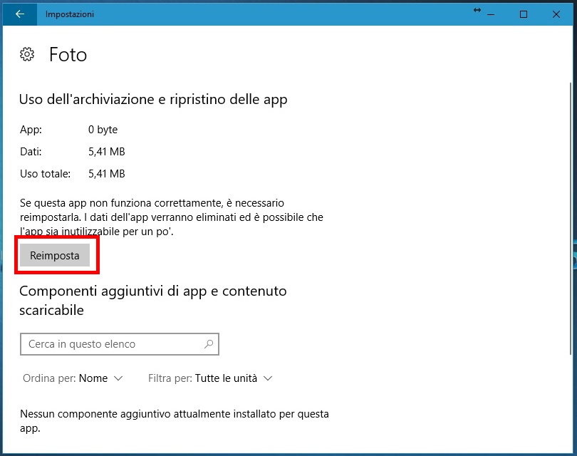 Visualizzatore foto Windows 10 reimposta 3