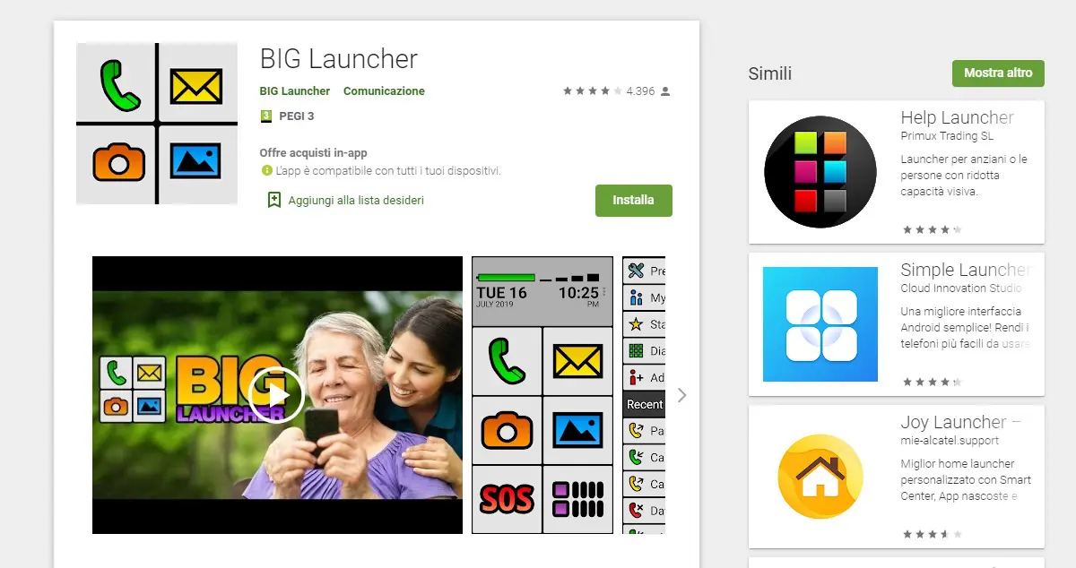 smartphone per anziani BIG launcher