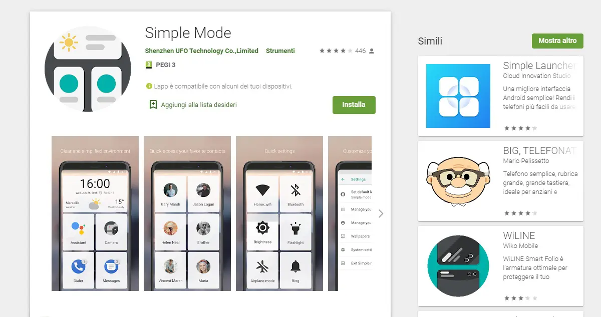 smartphone per anziani simple_Mode