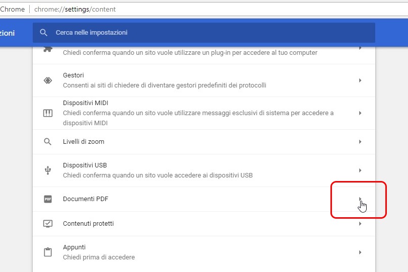 aprire file PDF chrome documenti PDF