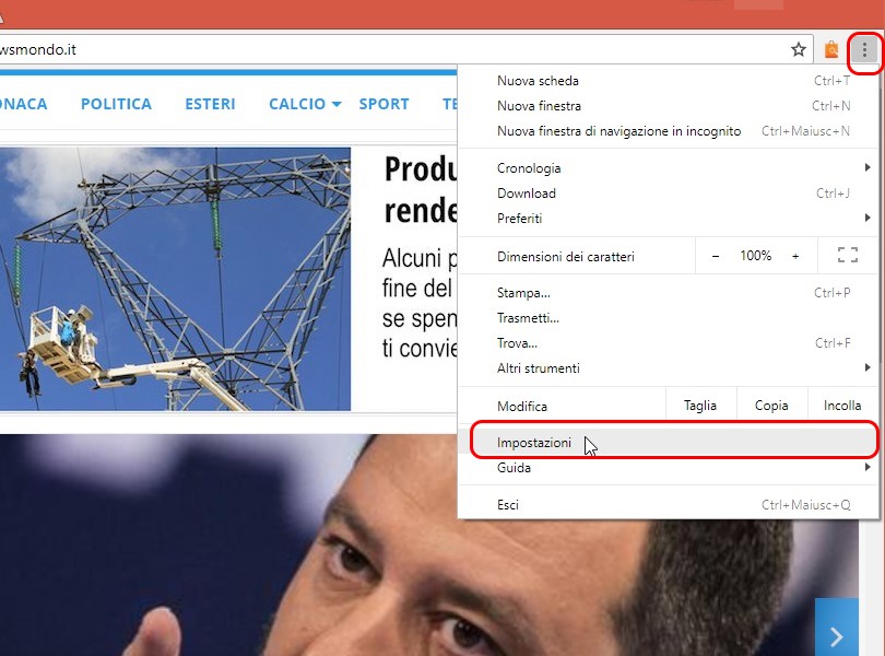 aprire file PDF chrome impostazioni