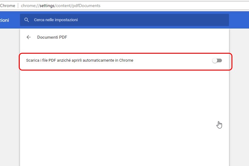 aprire file PDF chrome scarica salva PDF