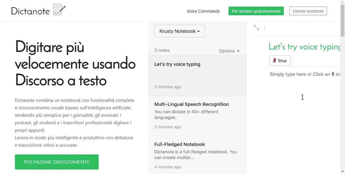 dettatura online Dicatnote