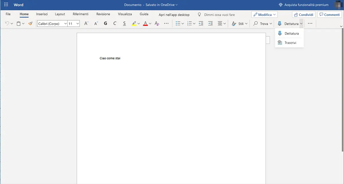 trascrizione microsoft office 365