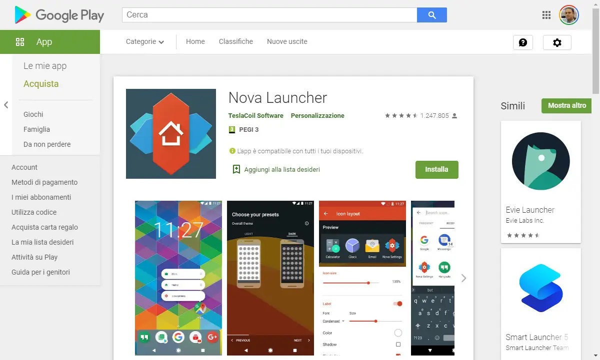 Personalizzare Android Nova Launcher