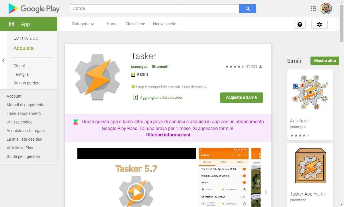 Personalizzare con Android Tasker