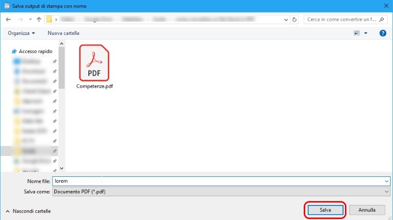 come convertire un file Word in PDF print to pdf nome