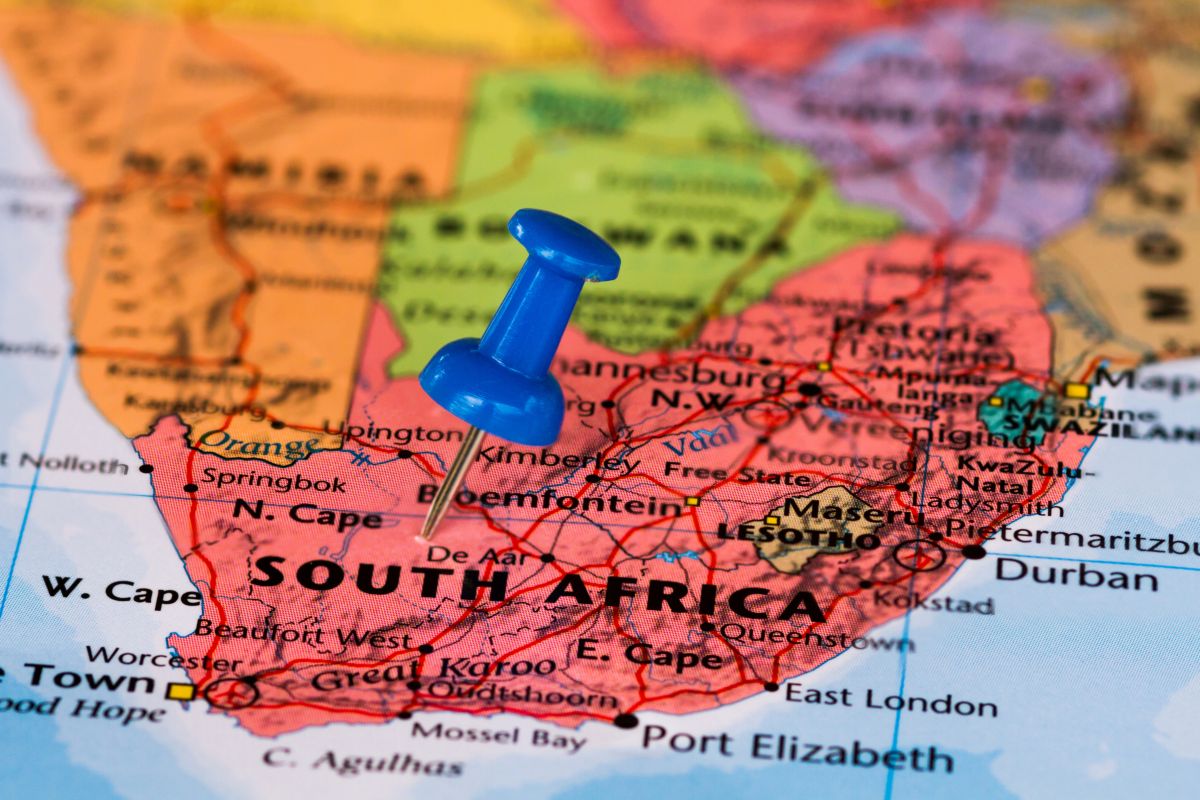 cartina, mappa sud africa
