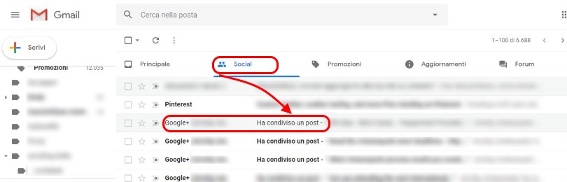 mailing list gmail cancellarsi messaggio