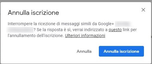 mailing list gmail cancellarsi notifica