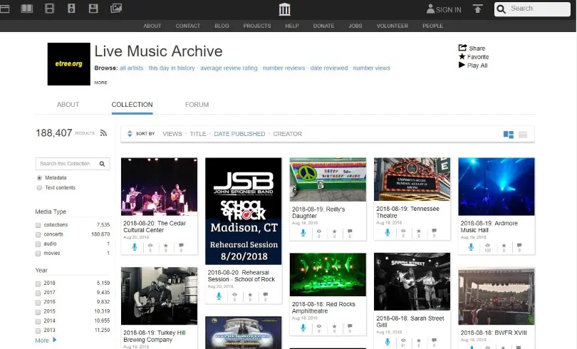 scaricare musica gratis MP3 oppure OGG su Internet Archive