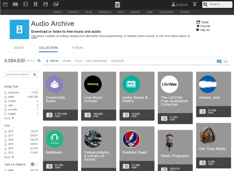 musica, download gratis su Audio Archive, che raccoglie buona parte della musica libera disponibile