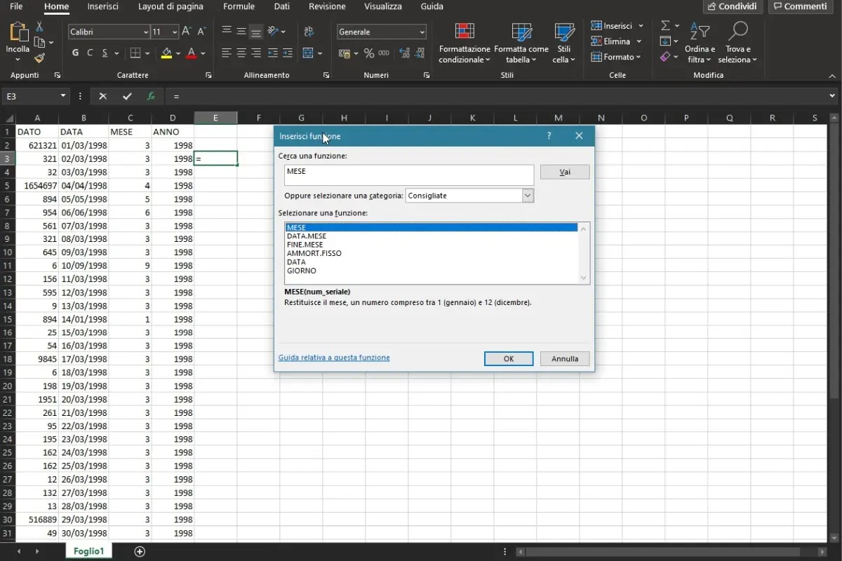 Come ordinare per data in Excel