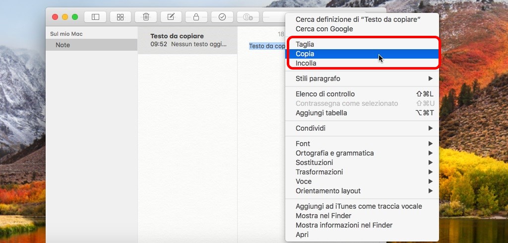 Copia incolla mac tasto destro