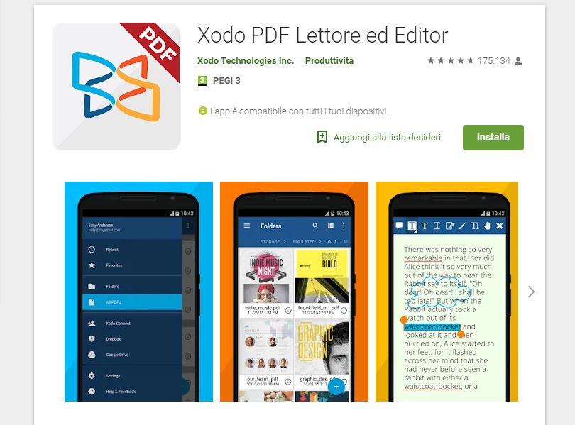 modificare PDF Android Xodo PDF reader