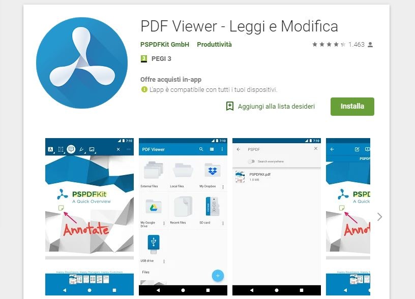 modificare PDF Android PDF Viewer PSPDFKit
