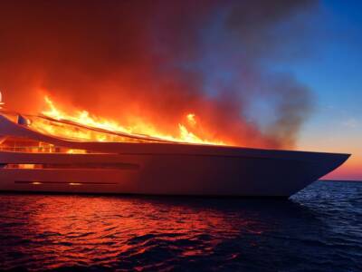 yacht in fiamme