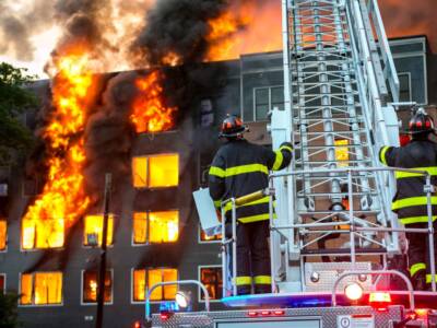 pompieri, palazzo in fiamme, incendio