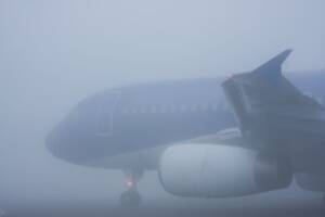 aereo, inverno, nebbia, maltempo