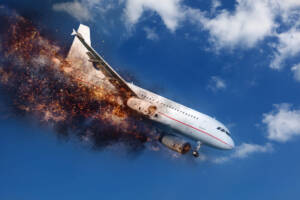 aereo in fiamme durante il volo