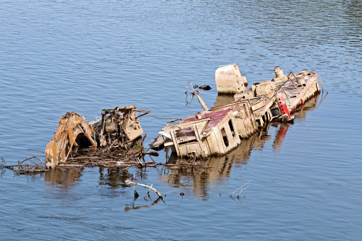 resti di una barca affondata