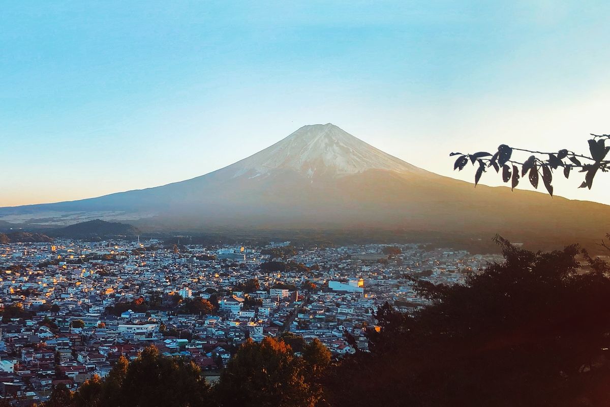 Una foto cartolina del Monte Fuji