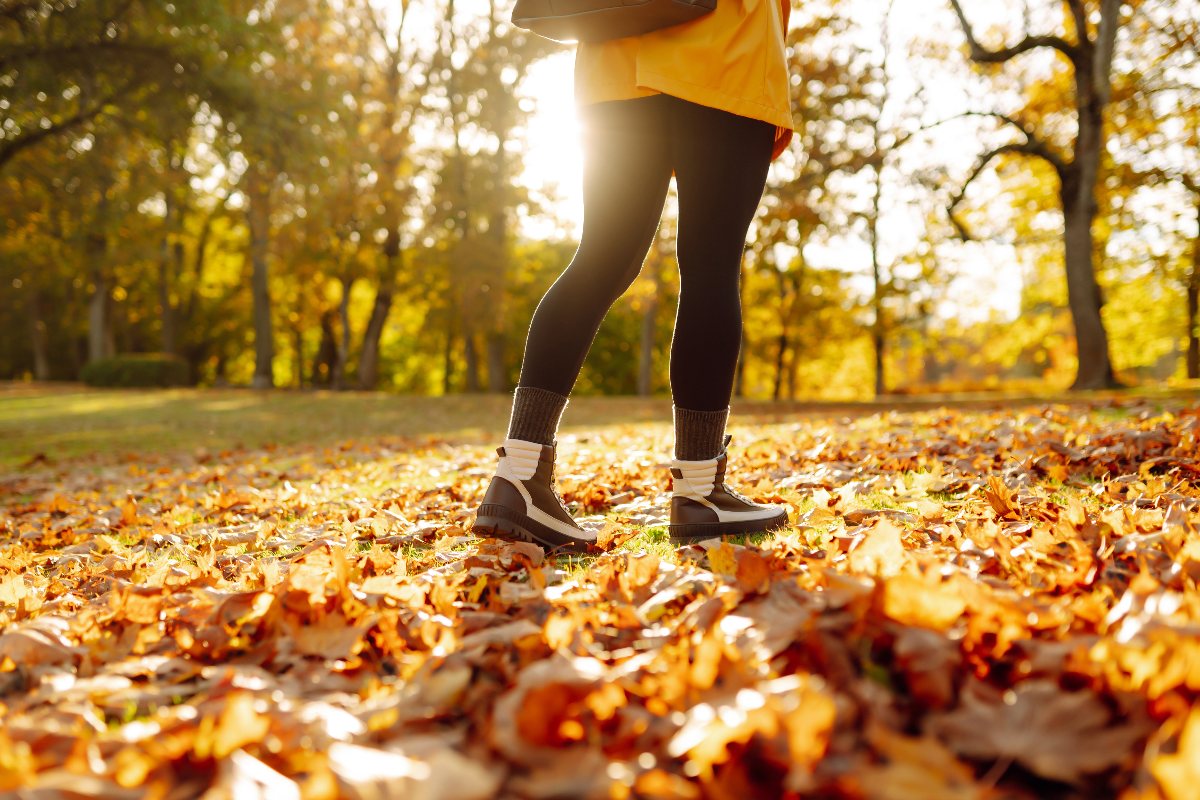 Camminare in autunno in un parco 