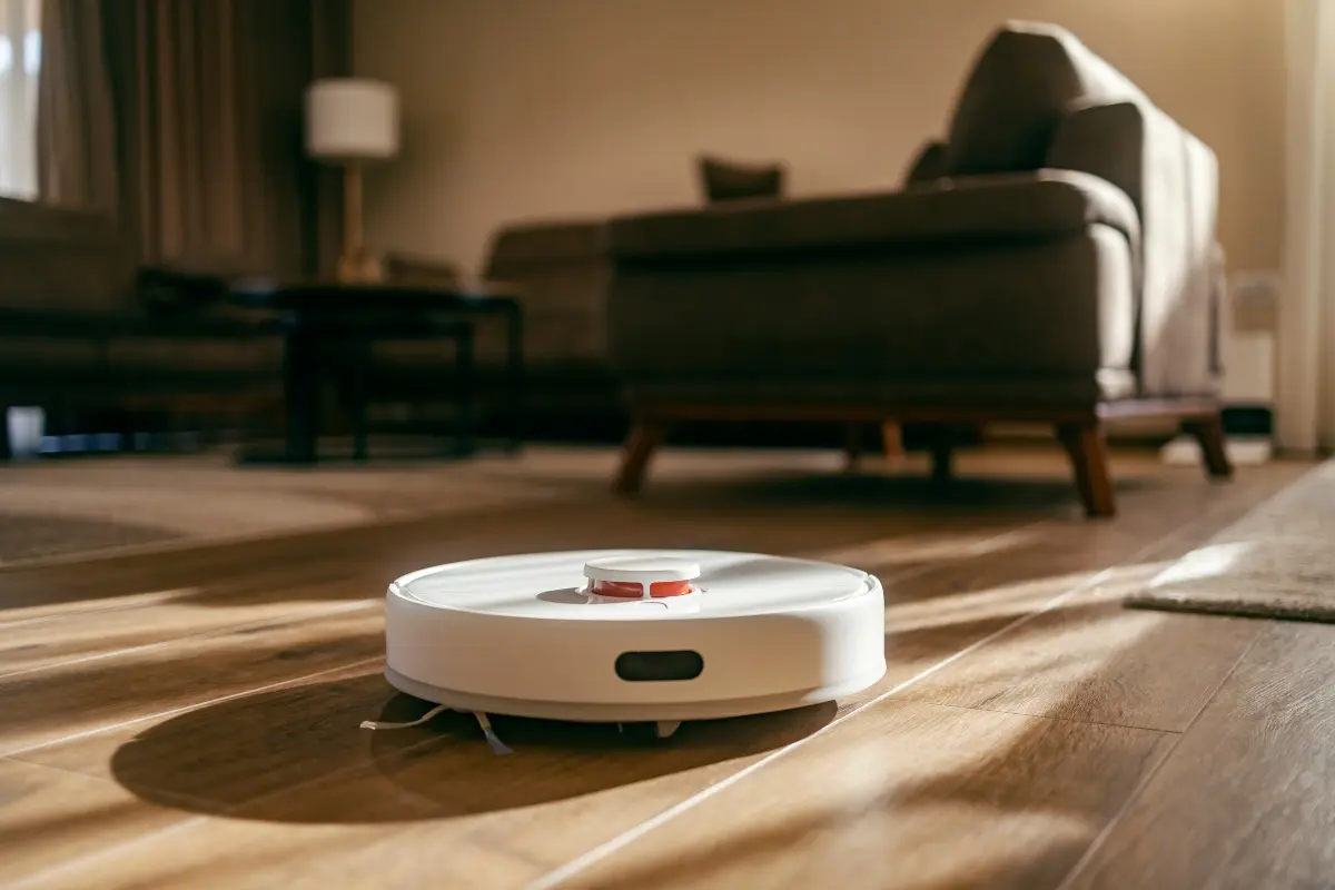 Robot aspirapolvere bianco