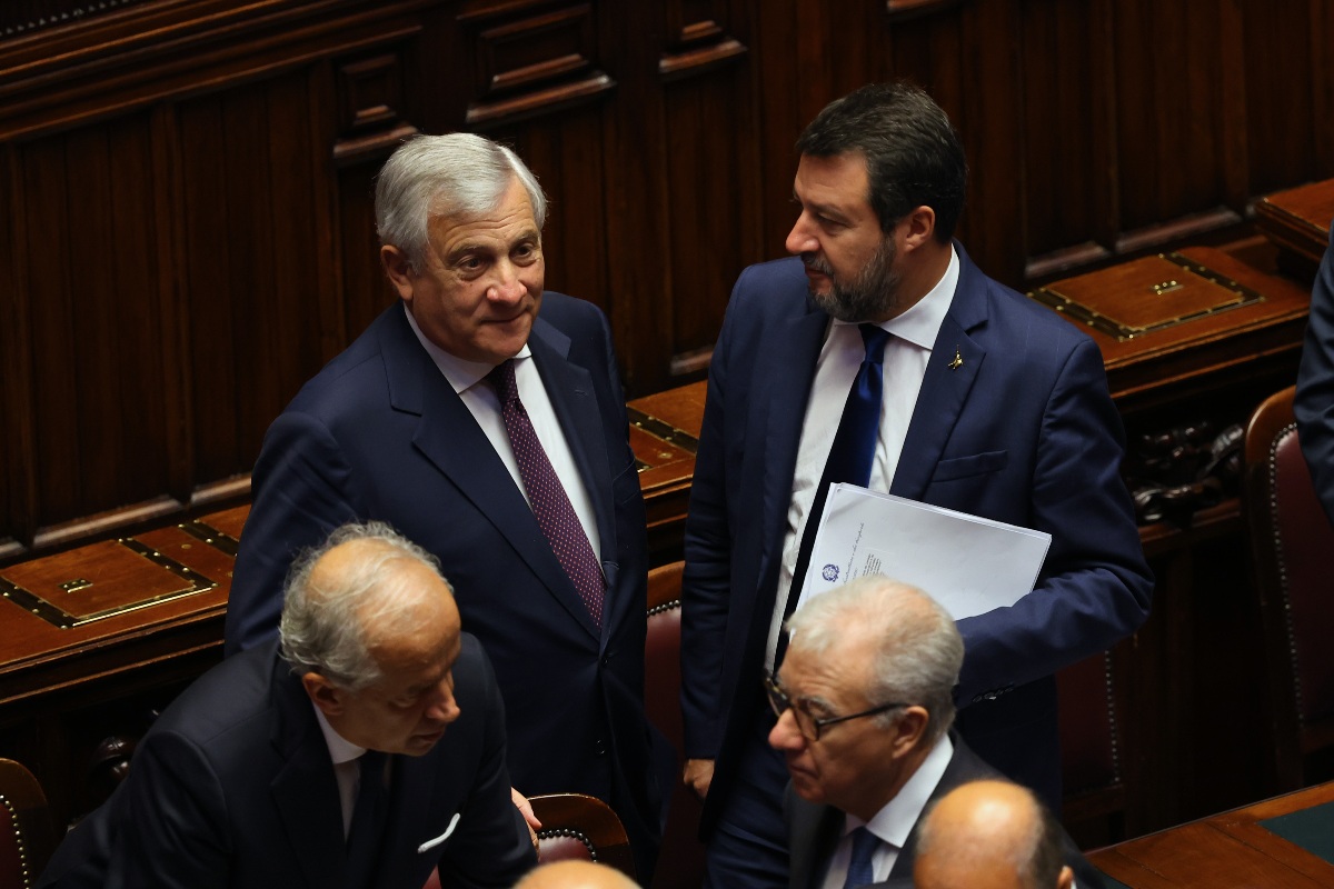 Antonio Tajani e Matteo Salvini ai funerali di Stato di Giorgio Napolitano