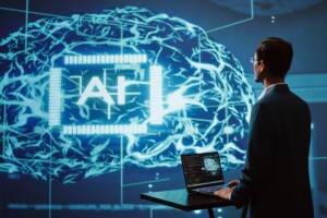 Analisi dati tramite intelligenza artificiale su computer