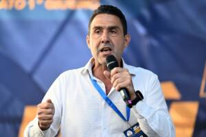 Roberto Vannacci al comizio elettorale della Lega