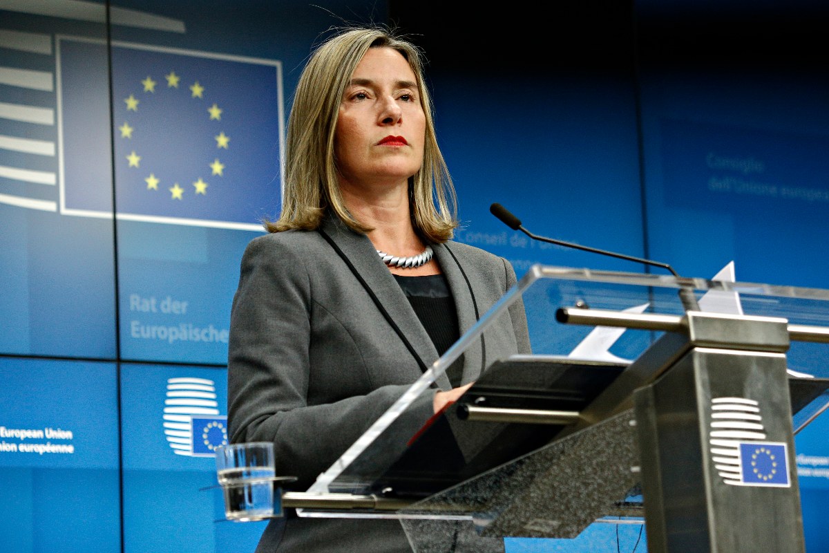 Federica Mogherini parla ad un evento Ue