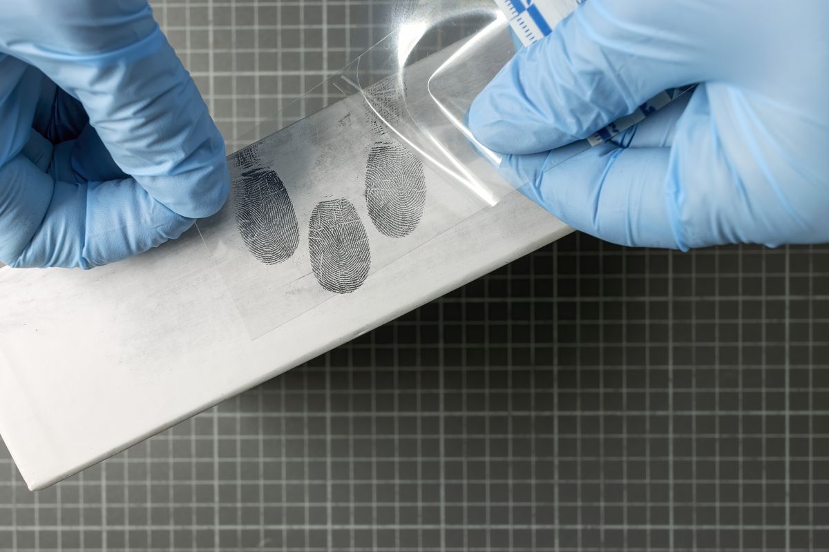 indagini della scientifica su delle impronte digitali