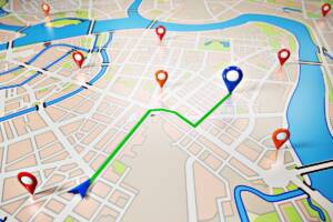 strade in una mappa con segnalini