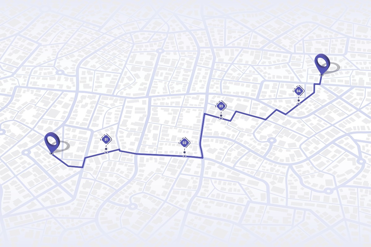 cartina con mappa delle strade