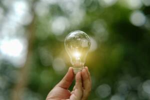 Lampadina poggiata su mano