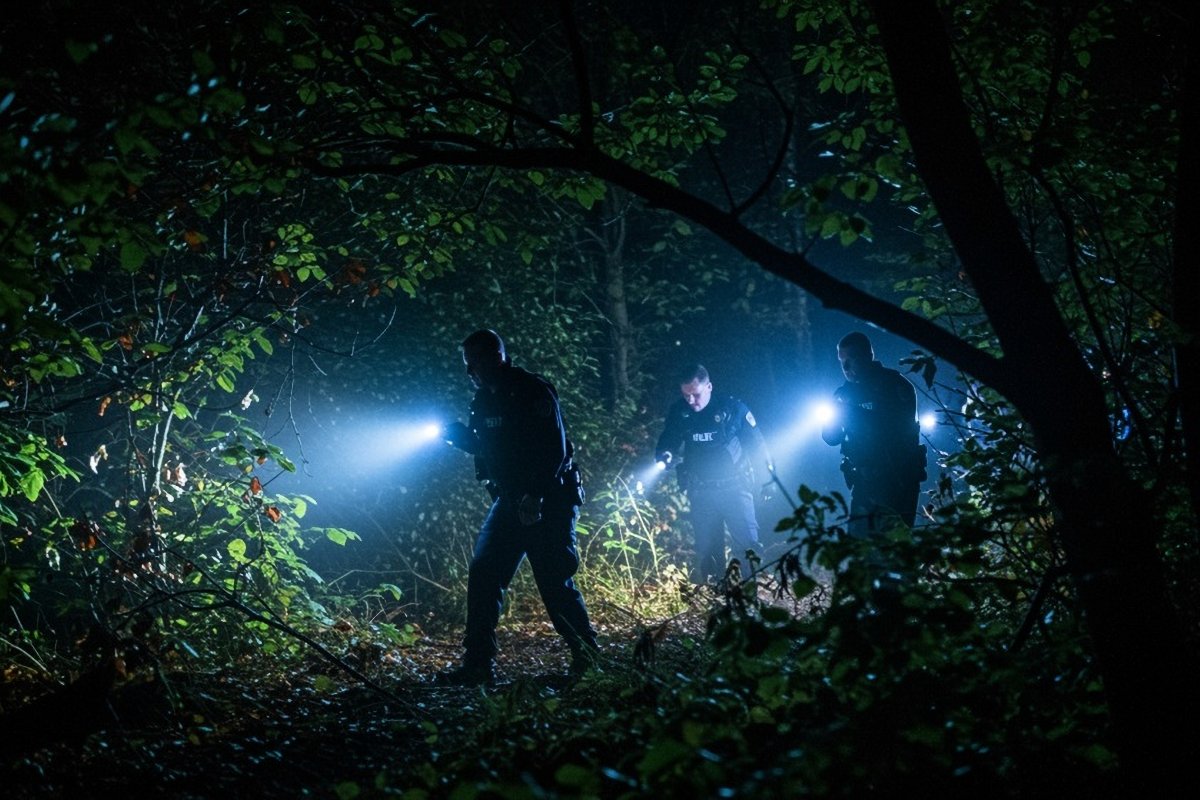 ricerche della polizia in un bosco