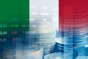 bandiera italiana con riferimenti all'economia