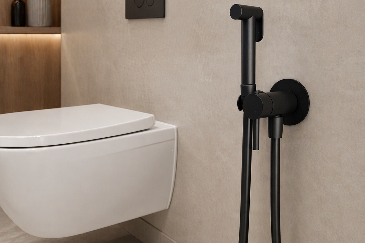 Doccetta bidet in finitura nera opaca.